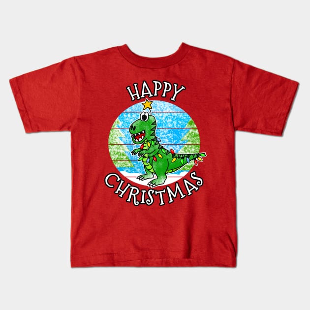 Christmas T-Rex Dinosaur Xmas 2022 Kids T-Shirt by doodlerob